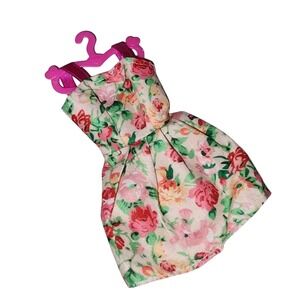 Barbie Doll Dress Floral Print‎ with Pink Hanger Cute Mini Dress